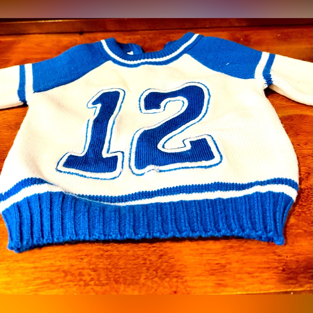 Vintage Football Sweater Number 12  Size 6 - 9 Month Old Baby